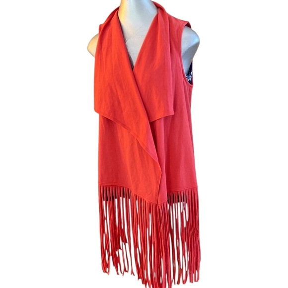 CHICHO'S Orange Fringed Vest  Siz 1 Western - Picture 2 of 5